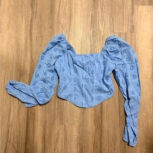 Hollister Light Blue Eyelet Top